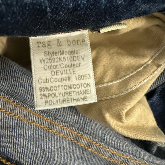Rag & Bone Dre Capri Jeans Women's 29 Blue Distressed Dark Wash Mid Rise Denim - Picture 10 of 11